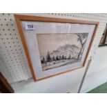 Albert Edmund Gardin framed Pencil sketch of a Landscape scene