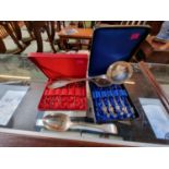 Collection of Silver-plated Flatware and 2 Cased sets of Spoons