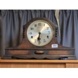 Large Oak Cased Mantel clock with numeral dial