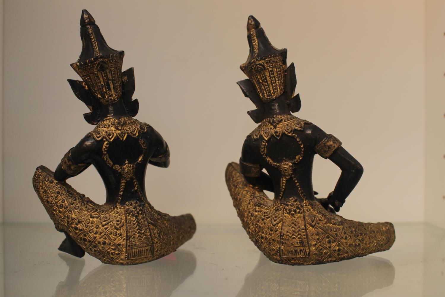 2 Balinese Bronze figures of music players 11cm in Height - Image 2 of 3