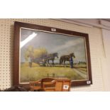 Framed Oil of Shire Horses with Haystack signed H Roberts