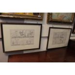 Equitation plates 2 and 3. Pair of Engravings by Robert Riley possibly for Enclyclopedie by