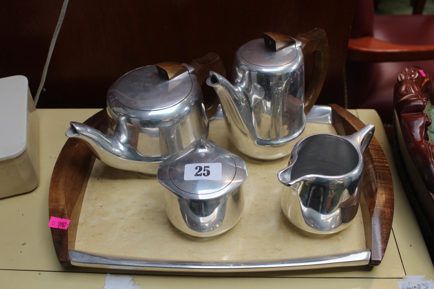 Vintage Picquot ware Tea set on tray