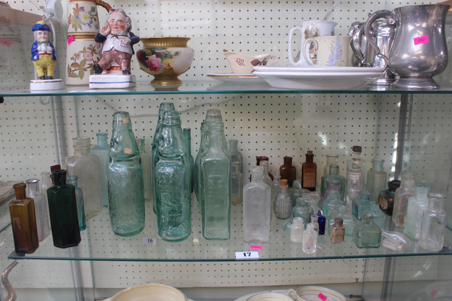 Collection of Antique Bottles to include Seeds of Preston Codd bottle, green glass Poison not to