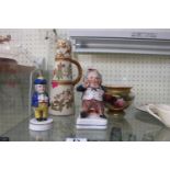 19thC Staffordshire figure of Toby Jug man and a Pepperette of a man modelled with Tricorn hat