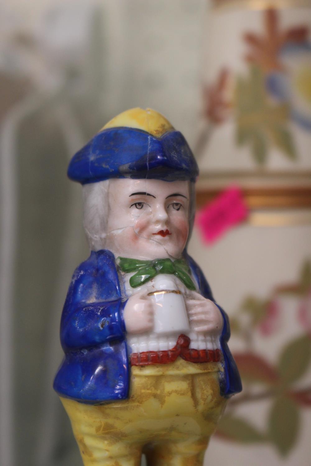 19thC Staffordshire figure of Toby Jug man and a Pepperette of a man modelled with Tricorn hat - Image 3 of 5