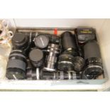 Collection of assorted Camera Lenses inc. Olympus, Miranda, Itorex etc