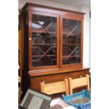 19thC Mahogany Glazed secretaire bookcase with fitted interior