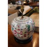 Chinese Famille Rose ginger jar converted to a table lamp