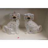 Pair of Large Staffordshire Fireside dogs with gilt applied decoration