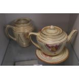 Arthur Wood Art Deco Teapot on stand and a Hot water lidded jug with floral decoration