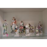 Collection of 8 Late 18thC Pearlware figures inc Rural Pastime, Classical figures etc