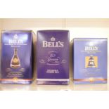 Collection of 3 Boxed Bells Whisky Bells 1952-2002 8 Year, 1952-2012 Diamond Jubilee & 1926 - 2001