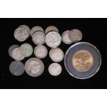 Collection of assorted Silver coins to include 3 pence pieces and a Cased Liberty $1 Coin