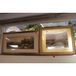 Gilt framed Watercolour of a river scene signed to bottom left and another watercolour