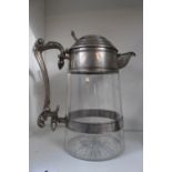 William Hutton & Sons of Sheffield Silver Plated Claret Jug with applied registration mark. 26cm