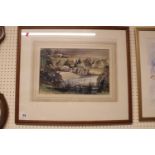 Framed watercolour of a countryside scene by Douglas H Billin