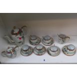 Japanese gilt applied coffee set for 6 with cream jug and sugar