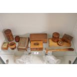 Collection of Boxwood Mauchline ware inc. Letter opener, Twine box, Jewellery box etc