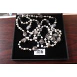 Long Ladies Pearl and glass necklace boxed by The Pearl Company