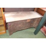 Oak 19thC carved blanket box with carved decoration