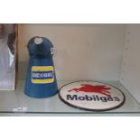 Duckhams Oil Can and a Cast Iron Mobilgas sign