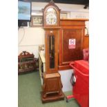 Warmink Walnut cased longcase clock with brass and silvered dial 184cm plus the base