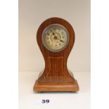 Edwardian Inlaid balloon clock with numeral dial