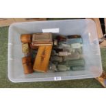 Collection of assorted Vintage Bottles and Treen boxes