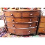 Victorian Mahogany bow fronted chest of 2 over 3 drawers on bracket feet