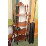 20thC 5 Tier Whatnot with shaped shelves and turned supports