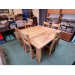 Good Quality Oak Square Dining table and a set of 6 matching ladder-back dining chairs with