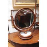 Victorian Mahogany framed circular table mirror with marble base