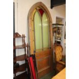 Large Oak glazed door with arched top and panel base
