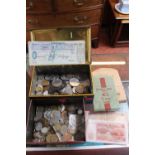 Collection of assorted British and other Coins, Bank Notes and Cheques