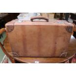 Vintage Leather-bound travelling case with Chrome metal fittings