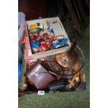 Box of assorted Glassware inc Royal Albert and a collection of assorted Toy Soldiers and figures