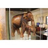 Carved model of an Elephant and baby