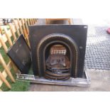 20thC Cast Iron Fire surround with Chrome fire kerb