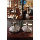 Pair of Mappin & Webb Turned and weighted Silver Candlesticks London 1931 24cm in Height