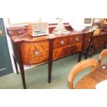 Large 19thC Mahogany sideboard with inlaid walnut detail with Vine decorated drop handles