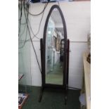 20thC Cheval mirror of domed form