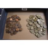 Collection of Brass Threepence pieces and Copper Half Pennies