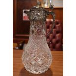 Silver topped Claret Jug with cut glass base London 1978 31cm in Height