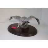 Chrome Eagle Car Mascot mounted on turned wooden base