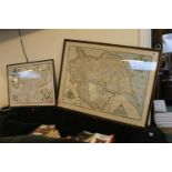 Reproduction Saxton Warwickshire and Leicestershire map and another map