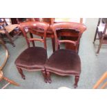 Pair of Victorian Mahogany chairs with upholstered seats