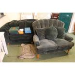 Green upholstered sofa and Elbow chair
