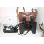 J T Coppock of London Binoculars with Leather case and a Pair of Field binoculars