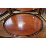 Edwardian Oval inlaid tray with brass handles